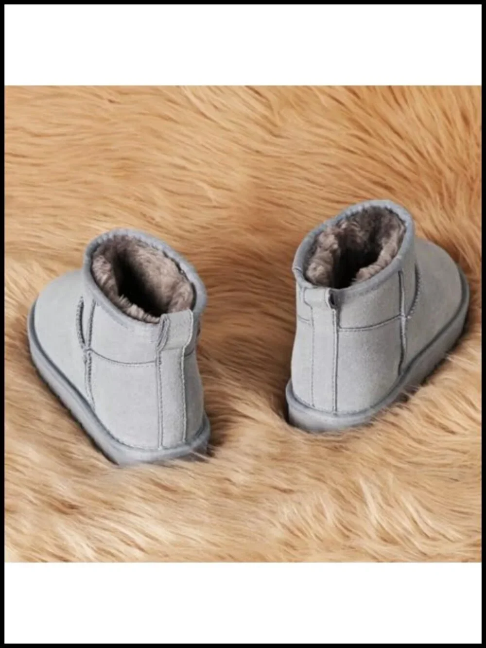 Genuine Suede Ankle Winter Boot with Faux Fur Lining